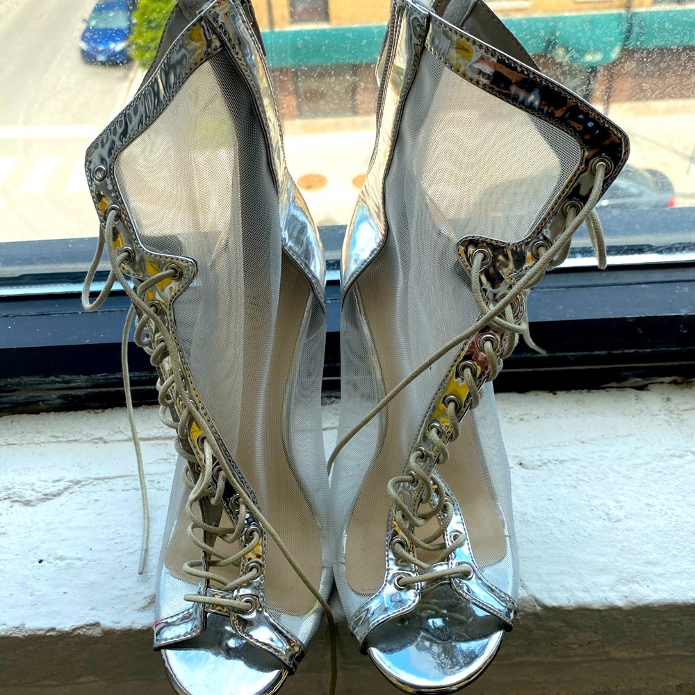 Silver Mesh heels